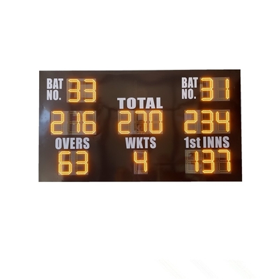 Dell'interno all'aperto principale giallo standard del tabellone segnapunti del cricket della Gran-Bretagna