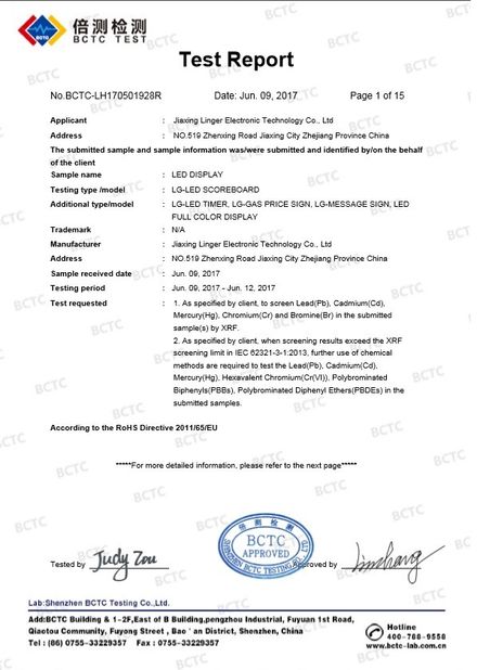 Porcellana Jiaxing Linger Electronic Technology Co., Ltd. Certificazioni